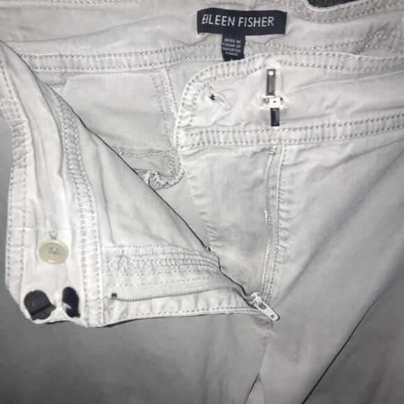 Eileen Fisher Chino Pants Women’s Medium Straight Leg Tencel Gray *flaws** - Picture 2 of 15